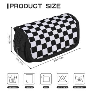 Pencil Bag With Zipper, Race Checkerboard Checkered Black And White Portable Pen Pouch for Men, Lightweight Pen Bag for Office College, Travel