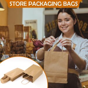 XPCARE 200Pcs Paper Gift Bags 5.25x3.25x8.25'',Gift Wrap Bags with Handles Brown Kraft Paper Bags for Small Business Paper Bags Bulk for Birthday Party Favors Shopping Retail