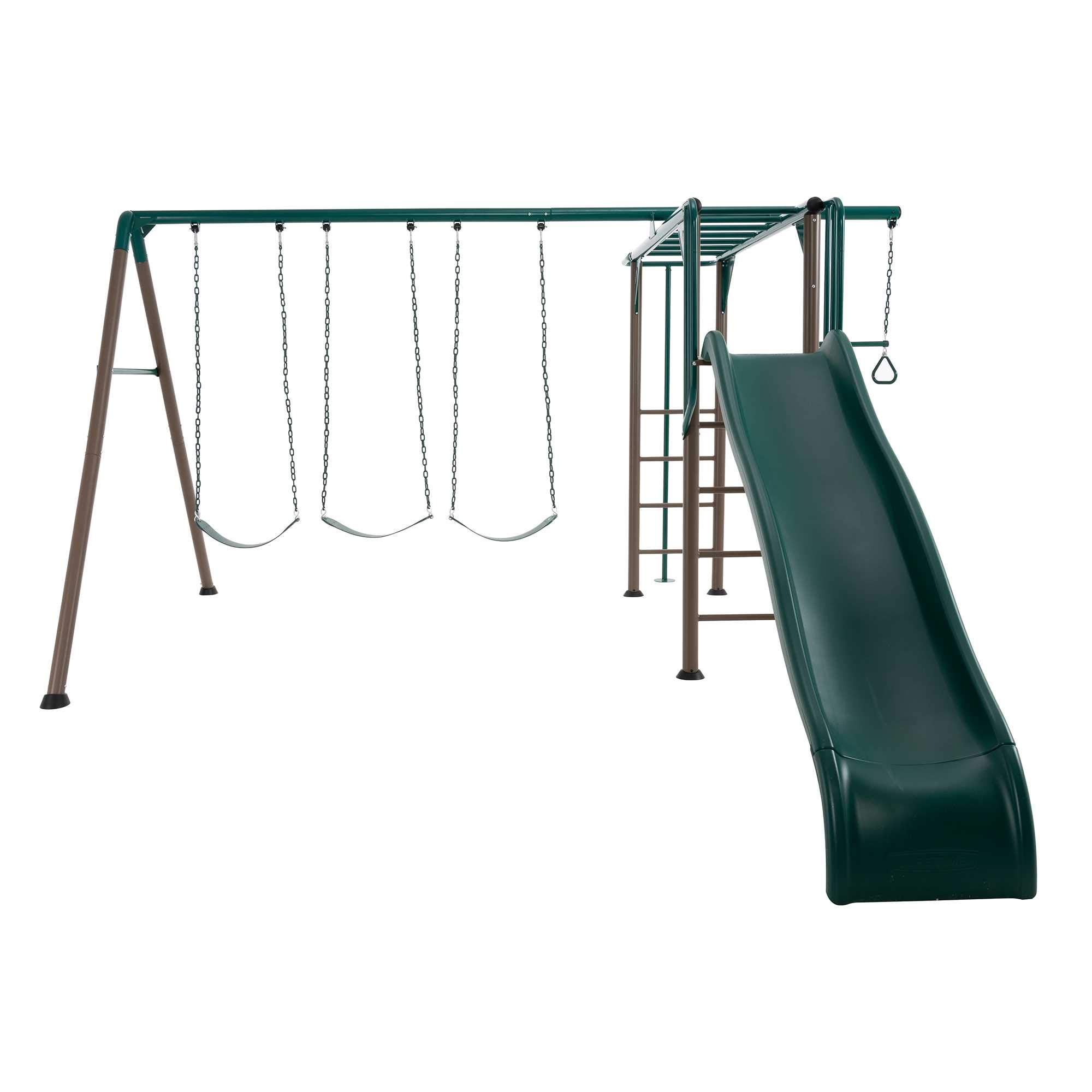 Lifetime 91028 Monkey Bar Adventure Swing Set - Earth Tone Colors & XDP Recreation 70113 Swing Set, Trampoline, & Patio Furniture Metal Ground Anchor Kit Hardware,Bronze