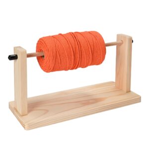 Sparkle Race Wooden Crochet Yarn Holder, Single Revolving Yarn Storage for Crochet Yarn Ball Knitting & Crochet Supplies, Horizontal Wood Yarn Ball Holder Ribbon Holder Organizer Rack