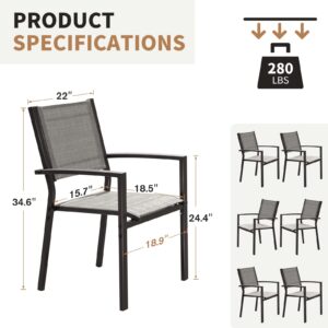 Devoko Outdoor Dining Chairs Set of 6 Patio Stackable Chairs (Grey)