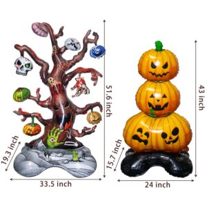 50in Extra Huge Halloween Decor Balloons, GOULIKFUL 2PCS Halloween Pumpkin Dead Tree Balloons for Halloween Party Decorations Indoor Outdoor