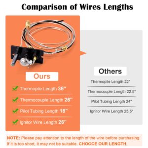 Hiorucet 10002264 Natural Gas 3 Way Pilot Assembly Kits for HHT, Majestic, Monessen, Temco, and Vermont Castings Fireplaces, SRV10002264 Pilot Assembly Replacement Parts with Thermocouple, Thermopile.