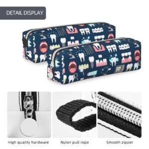 QLIEERE Dentist Dental Teeth Doctor Pencil Case Pouch Pen Holder Leather Pencil Bags Box Organizer Zipper Cosmetic Makeup Storage Bag