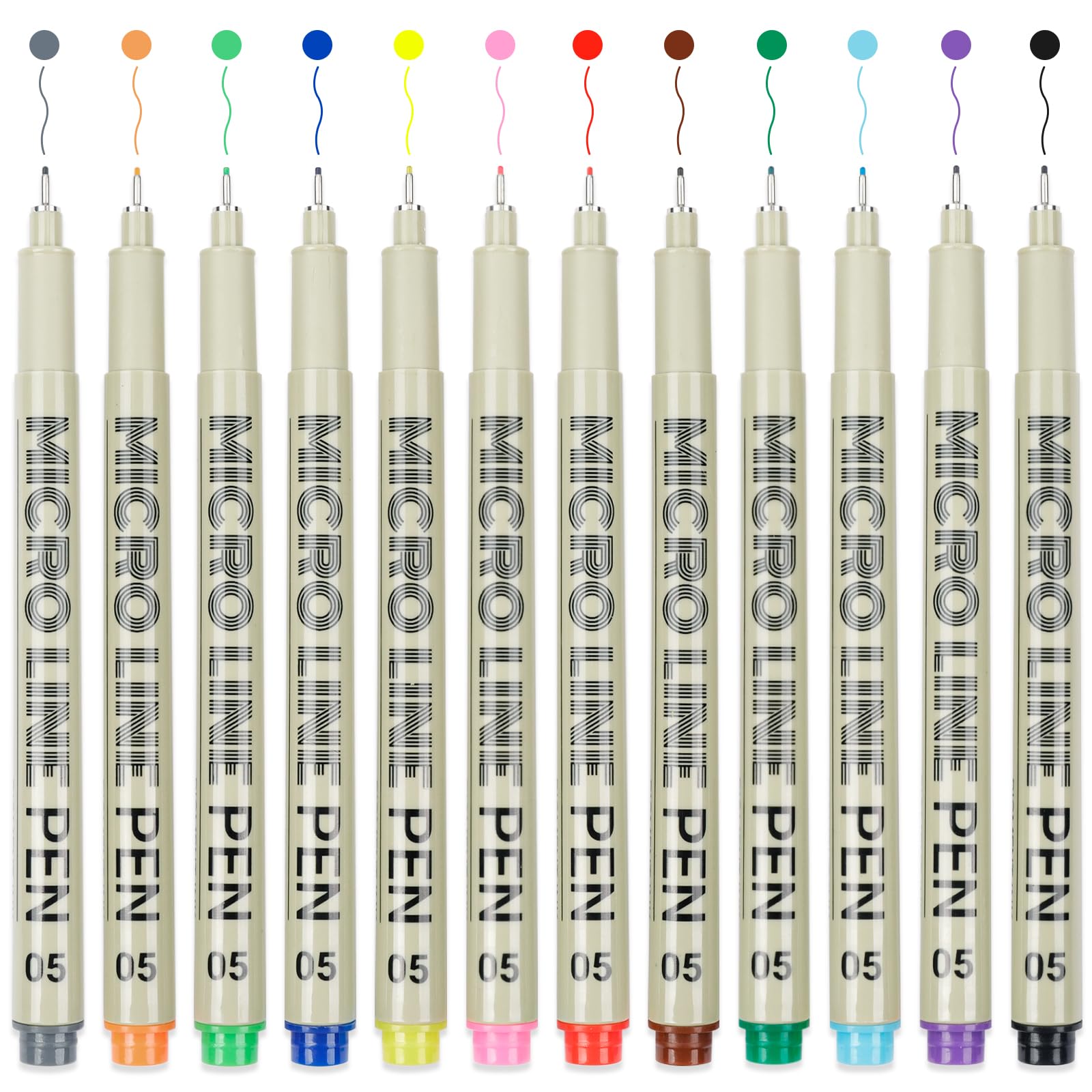 STANBLUE 12 Colored Micro Pens 05, Fineliner pens Waterproof Archival Ink Set, No Bleed Drawing Art Pens for Illustrating, Journaling, Bible Zentangle Supplies