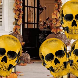 30.2" Halloween Skull Balloons - 8PCS Golden Skeleton Foil Balloon Halloween Day of Death Spooky Birthday Party Decoration Supplier