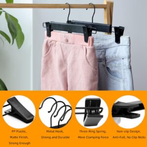 NORTHERN BROTHERS Clothes Pants Hangers, Black Pant Hangers 10 Pack Skirt Hangers with Clips Plastic Pants Hangers Bulk Shorts Hangers