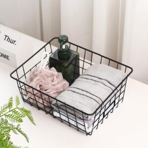 6 Pack Deep Freezer Organizer Bins Stackable Wire Basket for Organizing Black Metal Wire Storage Baskets for Pantry, Freezer baskets for Chest Freezer, Upright Freezer (2 Small, 2 Medium, 2 Large)