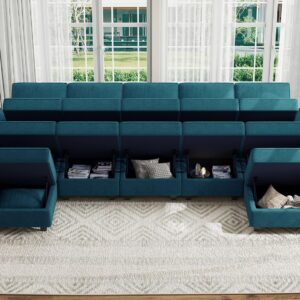 Belffin Modular Sleeper Sofa Sectional Couch Oversized U Shaped Sofa with Storage Convertible Sofa Set Large Sectional Sofa Peacock Blue