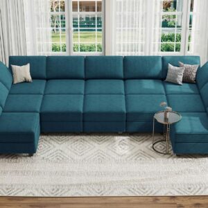 Belffin Modular Sleeper Sofa Sectional Couch Oversized U Shaped Sofa with Storage Convertible Sofa Set Large Sectional Sofa Peacock Blue