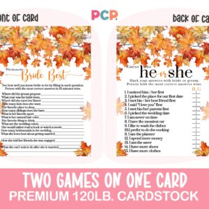 Fall in Love Bridal Shower Games – 25 Pack, He Said She Said & Bride Best, Fun Wedding Reception Activities, Couples Engagement Party, Boho Decor, Double-Sided Cards