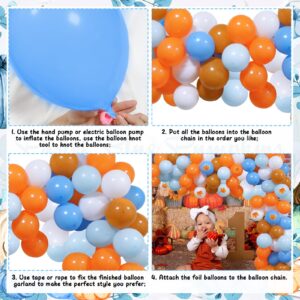 Blue Little Pumpkin Balloon Arch Garland Kit, Fall Balloons Garland with Pumpkin Maple Leaf for Boy Little Pumpkin Baby Shower Fall Birthday Thanksgiving Party Decorations