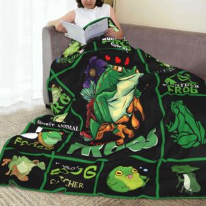 Cute Green Frog Flannel Blankets Super Soft and Warm Throw Blanket for Couch Sofa Gifts for Girls Boys Kids