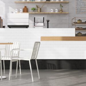 DEWOO Peel and Stick Tile Backsplash for Kitchen Wall, 10-Sheet White Subway Kitchen Backsplash Tiles (12"×12")