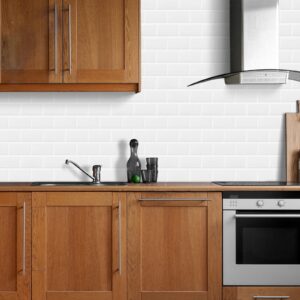 DEWOO Peel and Stick Tile Backsplash for Kitchen Wall, 10-Sheet White Subway Kitchen Backsplash Tiles (12"×12")