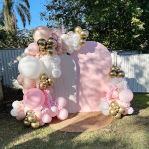 Pink and White Balloon Arch Kit, 121PCS Pink and Gold Balloon Garland Pastal Pink White Gold Confetti Balloons for Girls Birthday Baby Shower Wedding Bridal Shower Party Decorations