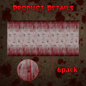 WovWeave 6 Pcs Bloody Print Halloween Photography Background Horror Theme Plastic Backdrop Halloween Blood Dripping Tablecloth for Scary Halloween Birthday Party Decor Supplies, 108 x 54 Inch