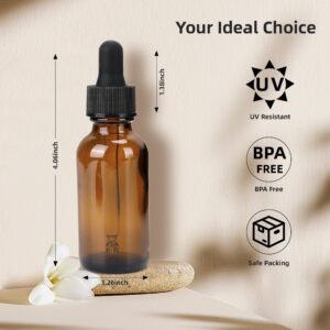 LZYYHSY 1 oz Eye Dropper Bottle(48 Pack), 30ml Amber Glass Bottles with Glass Eye Dropper for Essential Oils, Chemistry Lab Chemicals, Colognes & Perfumes