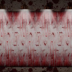 WovWeave 6 Pcs Bloody Print Halloween Photography Background Horror Theme Plastic Backdrop Halloween Blood Dripping Tablecloth for Scary Halloween Birthday Party Decor Supplies, 108 x 54 Inch