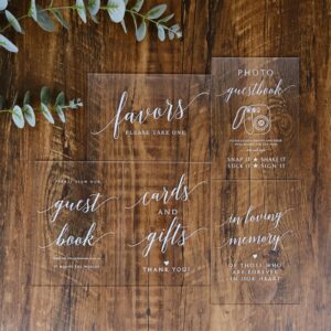 Cards and Gifts Sign for Wedding- 5x 7 Inch Clear Acrylic Wedding Sign with Acrylic Stand, Cursive Font Cards & Gifts Sign for Reception, Wedding & Party Event