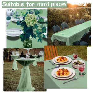 Urnseh Sage Green Tablecloth, 3pcs Plastic Table Cloth Disposable 54" x 108" Tablecloths for Rectangle Tables, Baby Shower Party Tablecovers Decorations, Table Cover for BBQ Birthday Wedding