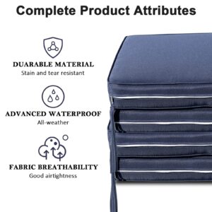 Jadoxy Patio Seat Cushion Covers 4 Pack,Outdoor Furniture Chair Seat Cushion Replacement Cover for Couch,Sofa (Replacement Covers Only) (19×19×3, Dark Blue)