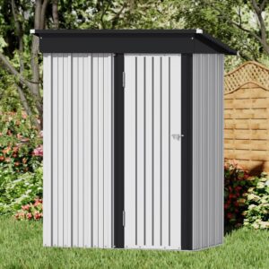 rankok outdoor storage shed 5x3 ft small outside sheds & outdoor storage anti-corrosion metal shed waterproof outdoor storage cabinet with door & lock for backyard patio lawn (white)