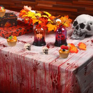 WovWeave 6 Pcs Bloody Print Halloween Photography Background Horror Theme Plastic Backdrop Halloween Blood Dripping Tablecloth for Scary Halloween Birthday Party Decor Supplies, 108 x 54 Inch