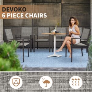 Devoko Outdoor Dining Chairs Set of 6 Patio Stackable Chairs (Grey)