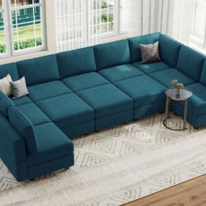 Belffin Modular Sleeper Sofa Sectional Couch Oversized U Shaped Sofa with Storage Convertible Sofa Set Large Sectional Sofa Peacock Blue