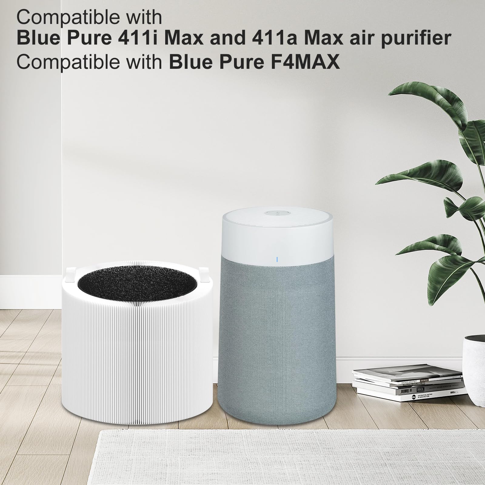 NXBHG Blue Pure 411i/411a Max Replacement Filter Compatible with Blue Pure 411i/411a Max Air Purifier. Blue Pure F4MAX, 3-in-1 H13 Ture HEPA and High-Efficiency Activated Carbon Filters, 2 Pack.