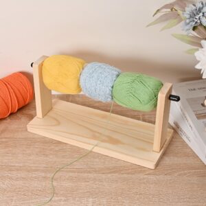 sparkle race wooden crochet yarn holder, single revolving yarn storage for crochet yarn ball knitting & crochet supplies, horizontal wood yarn ball holder ribbon holder organizer rack