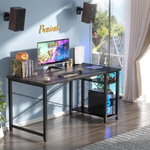 Besiost 39.4'' Gaming Desk, 39 Inches Computer Desk with Storage, Small Desk for Small Space, Simple Study Student Writing Desk, Laptop Table for Home Office, Grey and Black