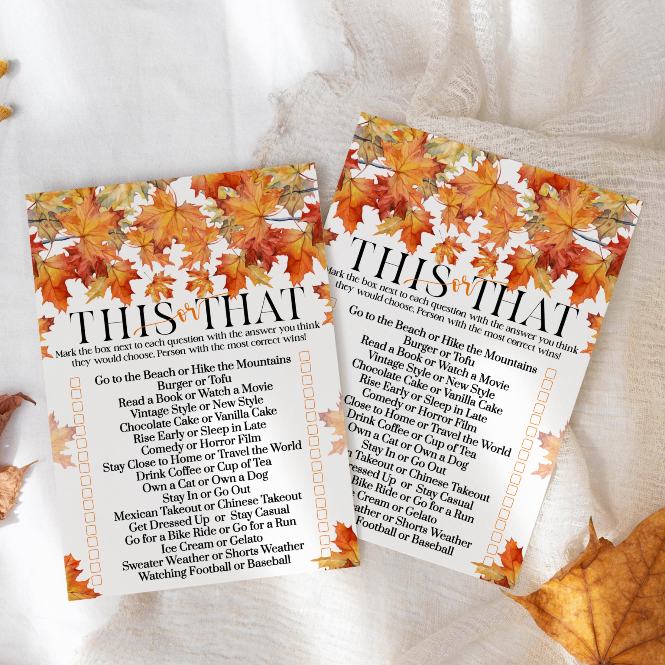 Fall in Love Bridal Shower Games – 25 Pack, Premium Quality 5x7 Cards, Fun Wedding Would She Rather Activity, Perfect for Rehearsal, Couples, Birthdays, and This or That Party Game