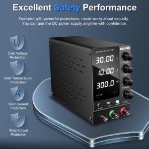 NICE-POWER DC Power Supply Variable 30V 10A, Adjustable Switching Regulated DC Bench Power Supply with Output Switch High Precision 4-Digit LED Display, Benchtop Lab Power Supplies with 5V/2A USB Port