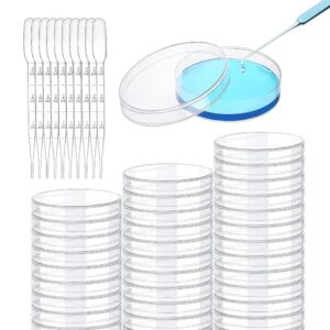 20 pack sterile plastic petri dishes with lid, 90mm dia x 15mm deep with 10 plastic transfer pipettes (3ml),for school lab petri plate dish, blood samples, bacteria, plant & seed cultivation cell.