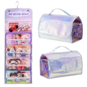 nakoco toy storage & display case, travel carrying storage organizer 5 clear view case