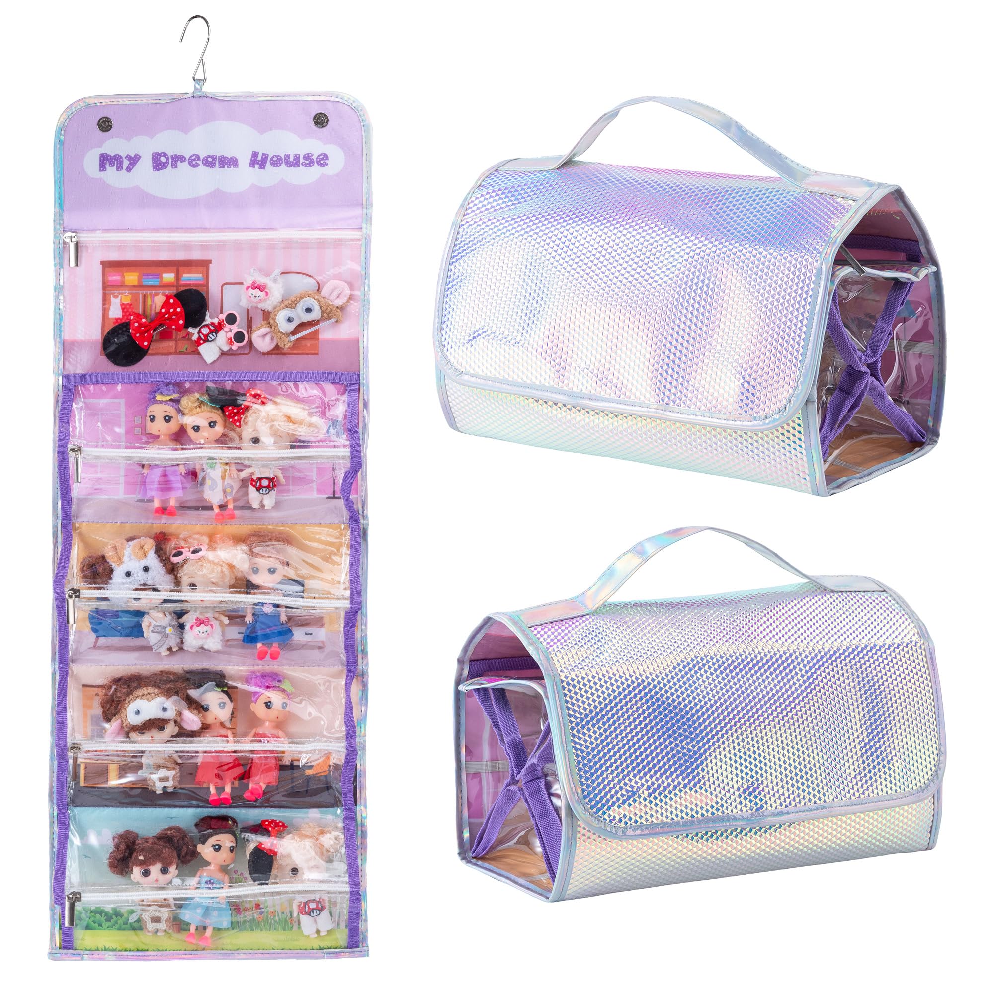 NAKOCO Toy Storage & Display Case, Travel Carrying Storage Organizer 5 Clear View Case