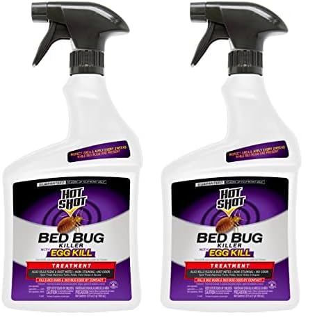 Hot Shot Ready-to-Use Bed Bug Killer Spray, Kills Bed Bugs and Bed Bug Eggs, Kills Fleas and Dust Mites, 32 Ounce (Pack of 2)