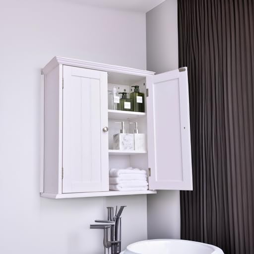 Ceredeme Bathroom Wall Cabinet, Over The Toilet Storage with Dual Doors and Adjustable Shelves, Additional Storage Space in The Bathroom, Practical Health Medicine Cabinet