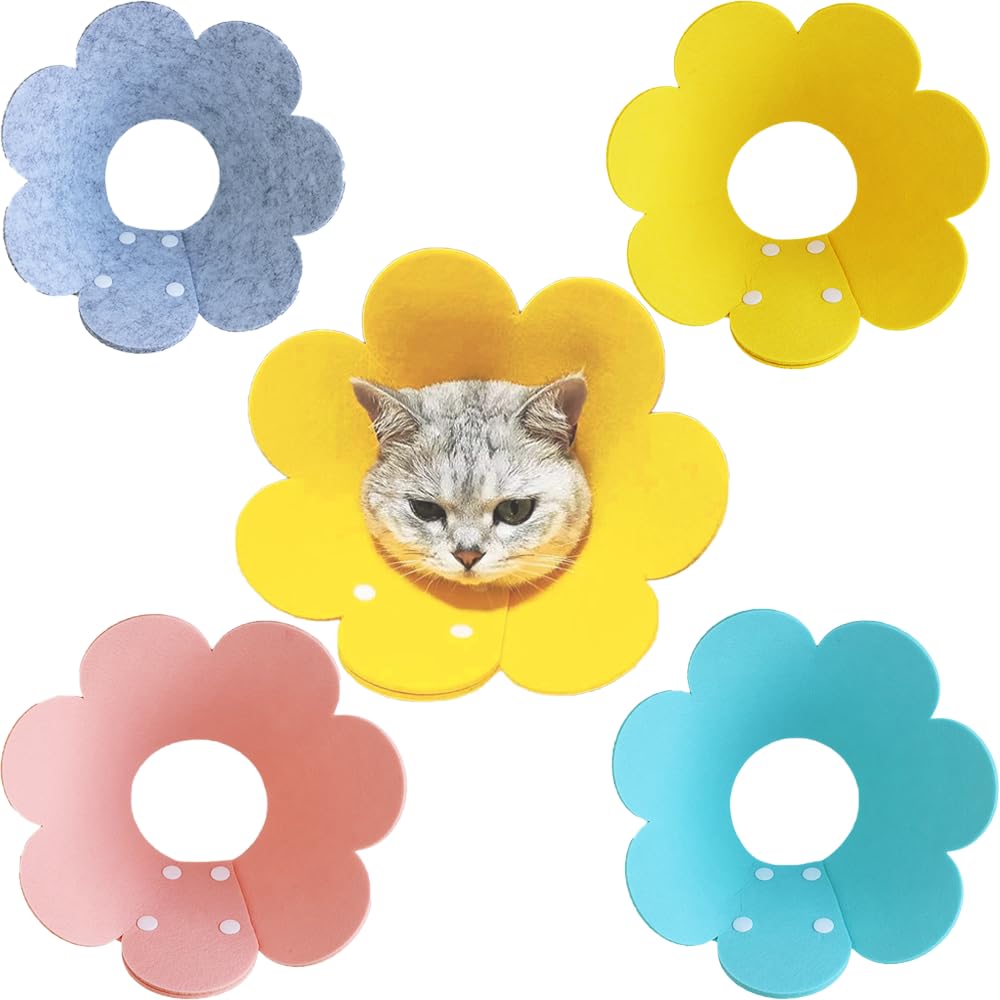 【4PCS】 Soft Cat Cone Collar,Adjustable Protective Collars for Pet Cat,Recovery cat E Collar, Anti-Bite Lick Wound Healing Soft cat Cones to Stop Licking cono para perro Cone for cat Cone Soft (M)