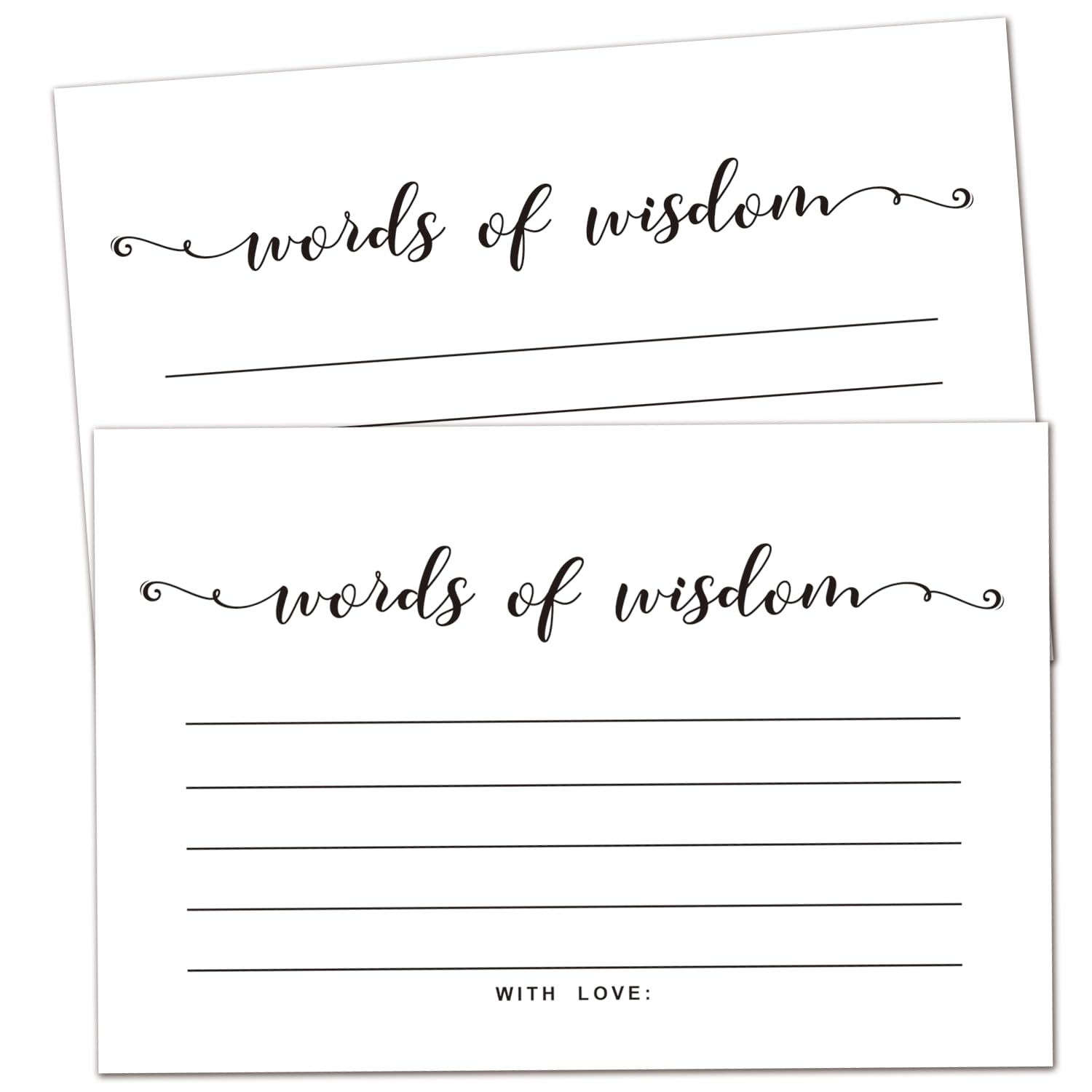 50 Words of Wisdom Advice Cards, Advice and Wishes Cards-Marriage or Wedding Advice Cards-Well Wishes for Bridal or Baby Shower Party Games, 4"x6" Cards