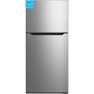 Smad Top Freezer Refrigerator with Reviseble Door 13.9 Cu.ft Refrigerators with Freezer Adjustable Temperature Garage Ready Refrigerator for Home Dorm Kitchen Stainless Steel