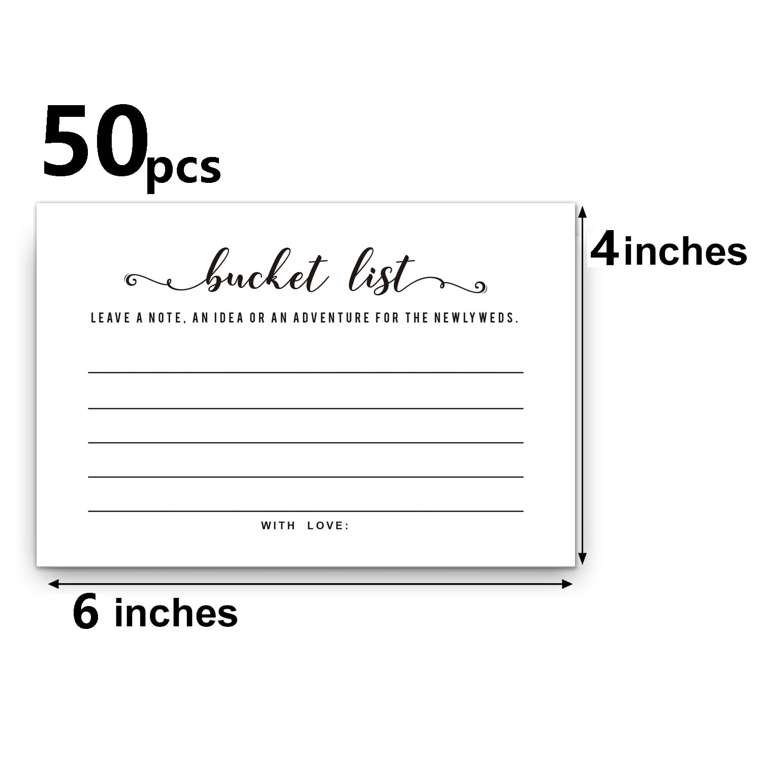 50 Wedding Bucket List Cards for Bridal Showers Wedding Reception Activities, Bucket List Suggestion Cards - Fun Party Game Activity Guestbook for Graduation, Retirement, Anniversary, and Birthday.