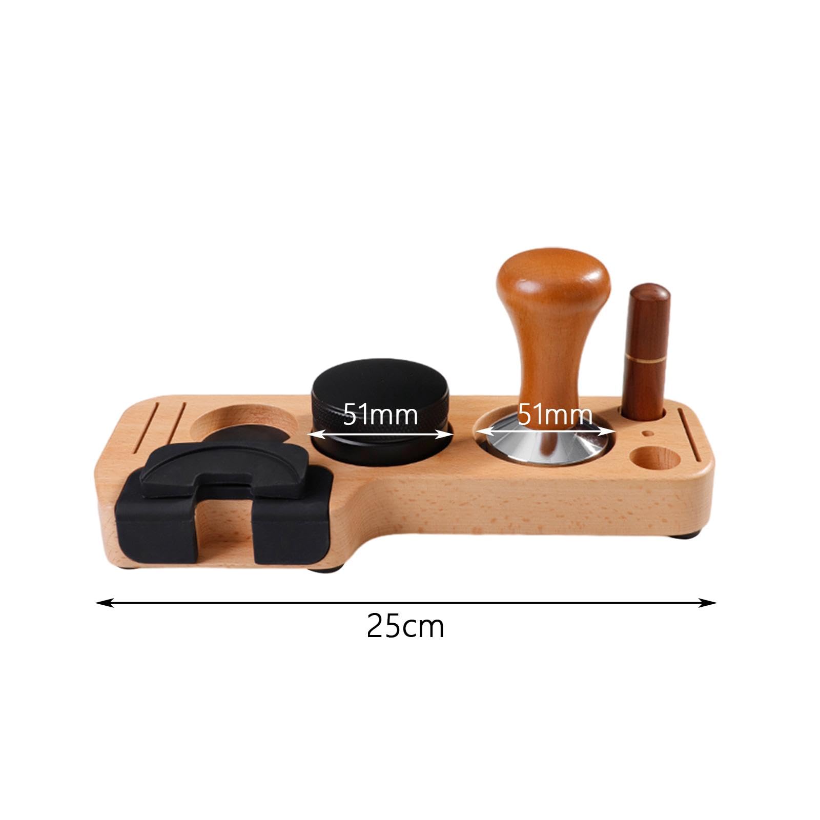 ＫＬＫＣＭＳ Espresso Accessories Kits Espresso Tamping Stand Set Barista Part Multipurpose Coffee Tamper Distributor and Stirrer for Counters Shop Cafe, Beech 51mm