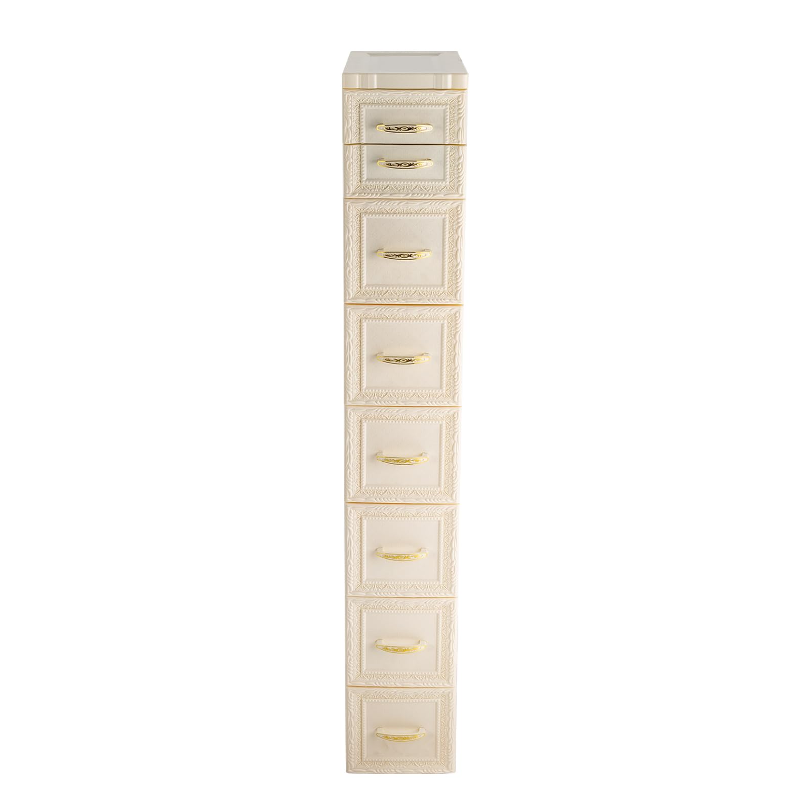 CNCEST 7 Tier Bathroom Floor Cabinet, Vertical Storage Unit with Drawers and Casters, Large Capacity Narrow Tall Slim Storage Tower, Waterproof Toilet Paper Storage Cabinet for Small Spaces Gaps