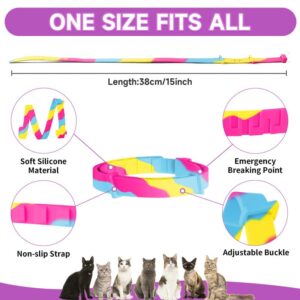 Woyamay 4 Pack Calming Collar for Cats, Adjustable Cat Calming Collar for Cat Anxiety Relief, Cat Pheromones Collar, Water-Resistant & Breakaway Calming Cat Collars, Long-Lasting 60 Days, Iridescent