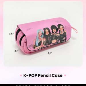 Swico Remado Kpop Marker Pen Organizer Big Storage Pen Pouch Bag Black and Pink for Office Supplies