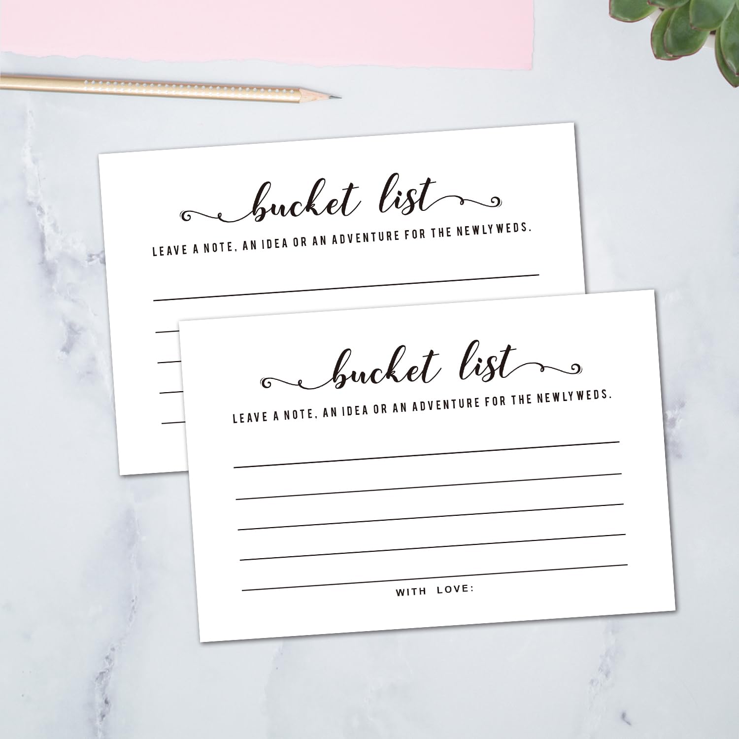 50 Wedding Bucket List Cards for Bridal Showers Wedding Reception Activities, Bucket List Suggestion Cards - Fun Party Game Activity Guestbook for Graduation, Retirement, Anniversary, and Birthday.