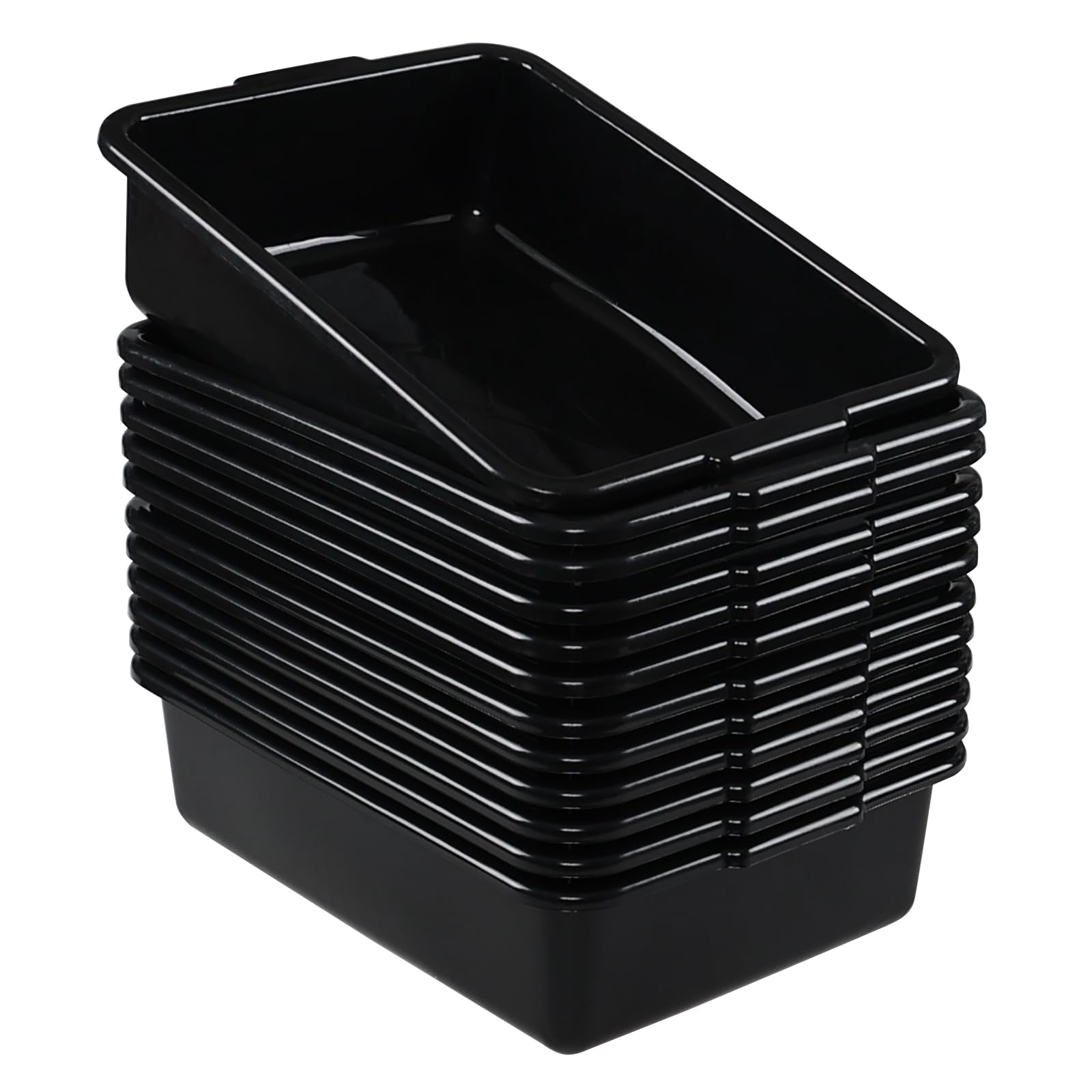 Bringer 12-Pack Commercial Bus Tubs, 13 L Plastic Bus Box, Black